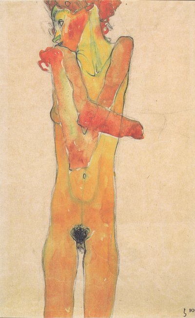 Mädchenakt mit verschränkten Armen von Egon Schiele